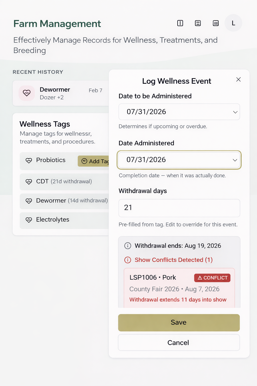 Show conflict detection with safe and conflict badges