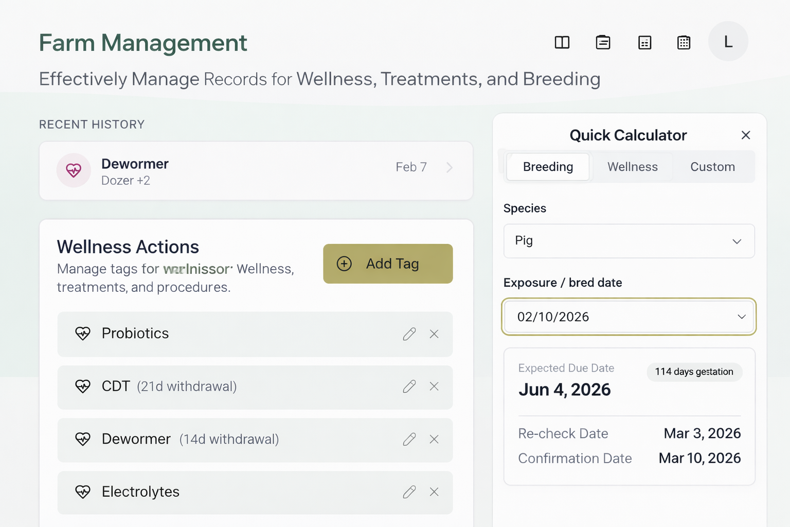 Wellness event form with date fields and withdrawal calculation
